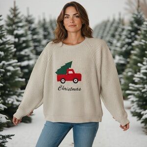 072. Knit Chistmas Sweater Tan